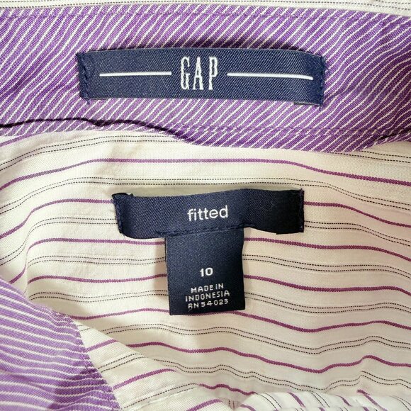 Gap‎ Fitted Womens Button Down Purple Stripped Buisness/Office wear Size 10 - Picture 2 of 7